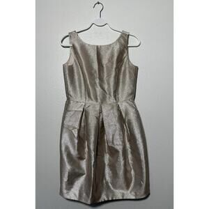White House Black Market Jacquard Sz 0 Champagne Gold Sleeveless Lined Dress